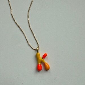 Yellow and Orange 14k filled K Pendant Necklace
